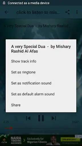 Play Sheikh Mishary Alafasy Dua mp3.