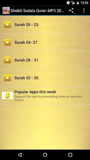 Play Sheikh Sudais Quran MP3 20-35  and enjoy Sheikh Sudais Quran MP3 20-35 with UptoPlay