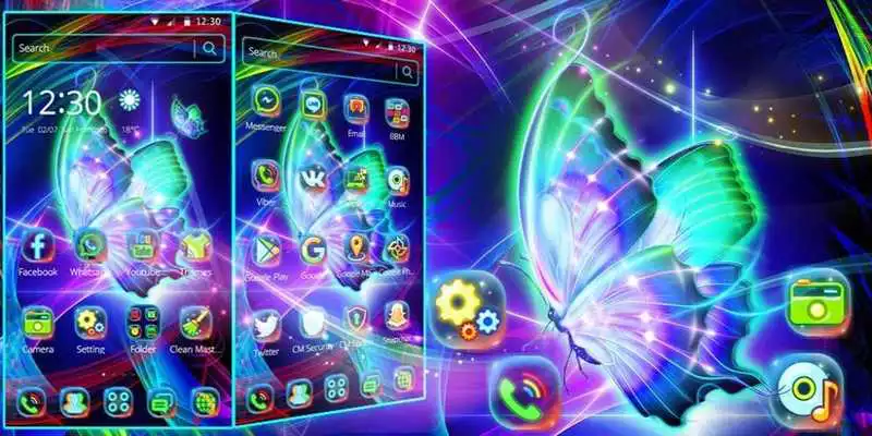 Play Shiny Neon Colorful Butterfly Theme