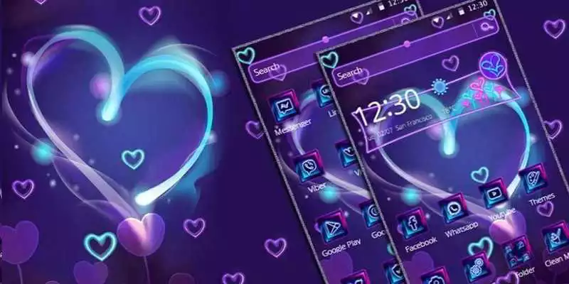 Play Shiny Neon Love Launcher