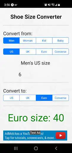 Play Shoe Size Converter  and enjoy Shoe Size Converter with UptoPlay
