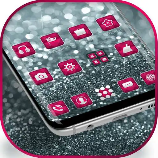 Free play online Silver Pink Glitter launcher for Galaxy S8 lovers  APK