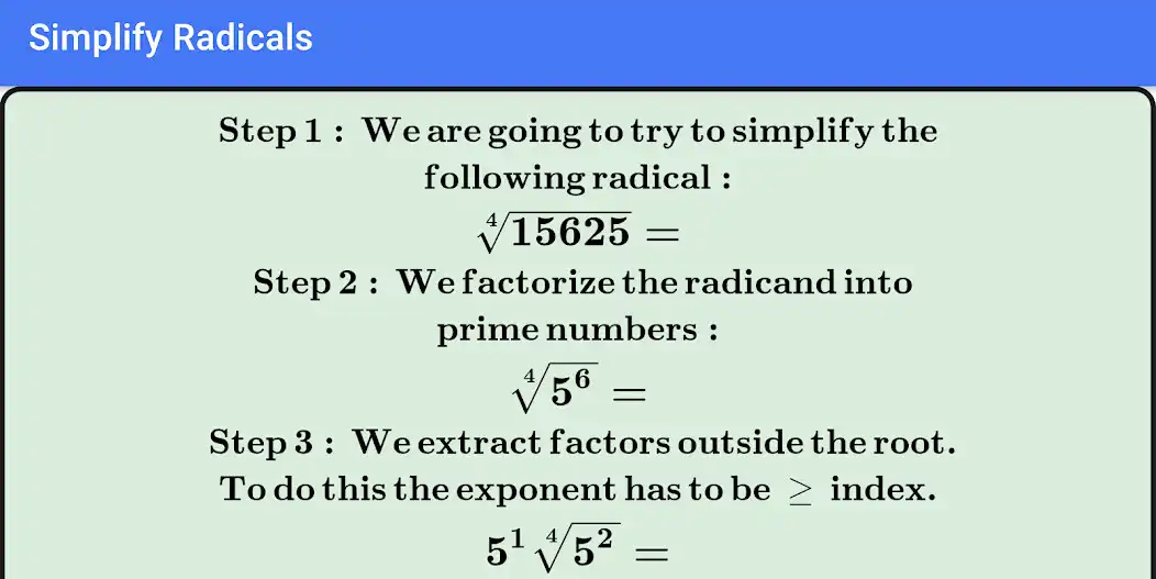 Play Simplify Radicals and Roots as an online game Simplify Radicals and Roots with UptoPlay