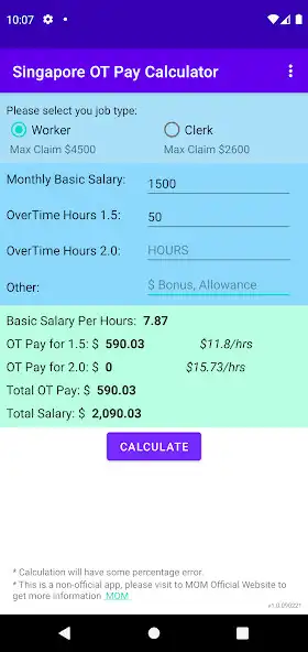 Play Singapore OT Calculator as an online game Singapore OT Calculator with UptoPlay
