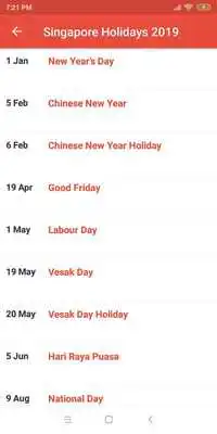 Play Singapore Public Holidays 2019