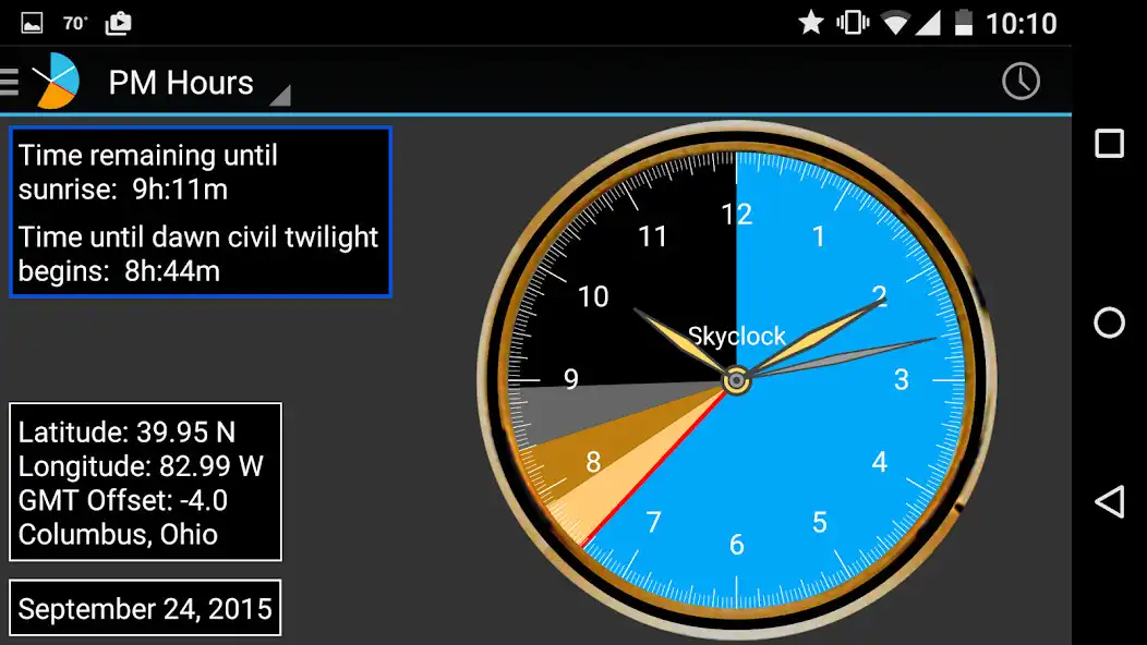 Play Skyclock - The sunrise/sunset twilight calculator! as an online game Skyclock - The sunrise/sunset twilight calculator! with UptoPlay