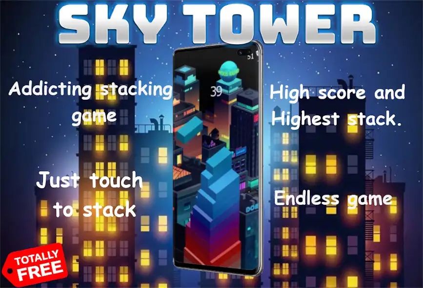Play Sky Tower - Stack Endless Game as an online game Sky Tower - Stack Endless Game with UptoPlay