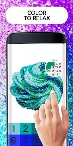 Play Slime glitter pixel art coloring: color by number