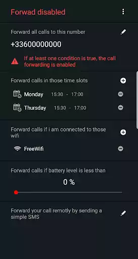 Play Smart Call Forwarding (schedule - battery - wifi) as an online game Smart Call Forwarding (schedule - battery - wifi) with UptoPlay
