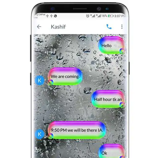 Run free android online SMS Go Water Bubbles Theme with Rainbow Colors APK