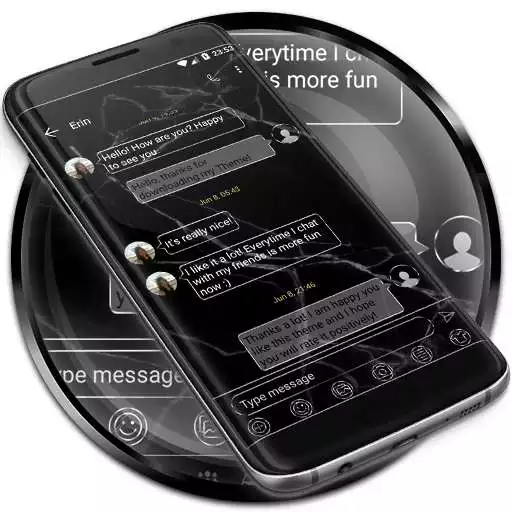 Free play online SMS Messages Marble Black Theme APK