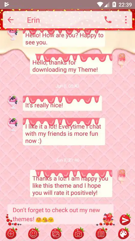 Play SMS Messages Strawberry IceCream Theme