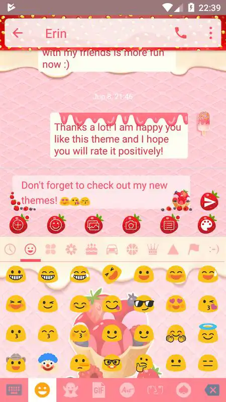 Play SMS Messages Strawberry IceCream Theme