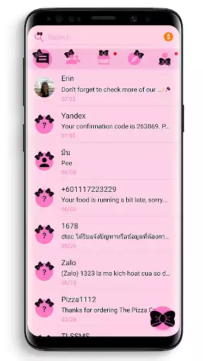 Play SMS Theme Ribbon Black - pink as an online game SMS Theme Ribbon Black - pink with UptoPlay
