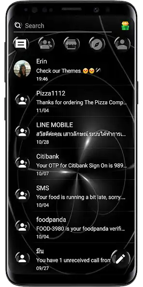 Play SMS Theme Sphere Black - chat as an online game SMS Theme Sphere Black - chat with UptoPlay