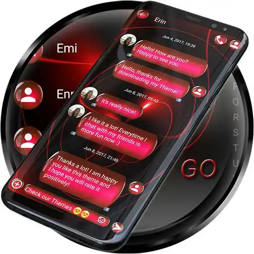 Play SMS Theme Sphere Red - black APK