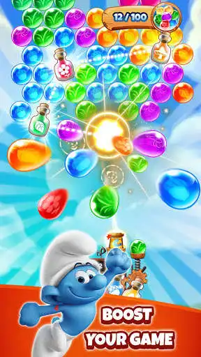 Play Smurfs Bubble Shooter Story as an online game Smurfs Bubble Shooter Story with UptoPlay