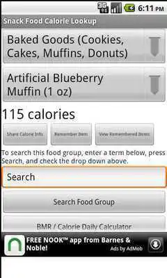 Play Snack Food Calorie Lookup