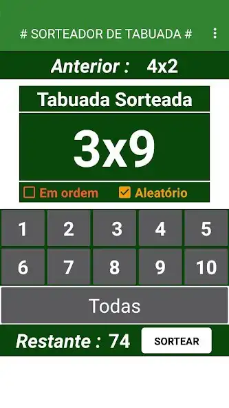 Play Sorteio de Tabuada as an online game Sorteio de Tabuada with UptoPlay