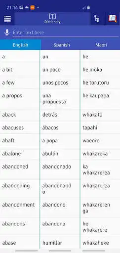 Play Spanish Maori dictionary