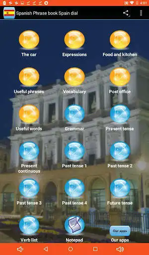 Play Spanish phrase book and audio