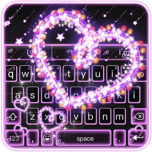 Free play online Sparkling Heart Neon Keyboard Theme APK