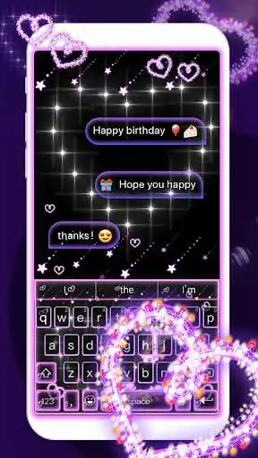 Play Sparkling Heart Neon Keyboard Theme