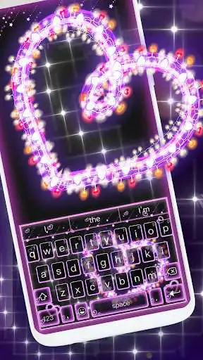 Play Sparkling Heart Neon Keyboard Theme