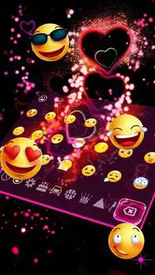 Play Sparkling Heart Neon Keyboard Theme