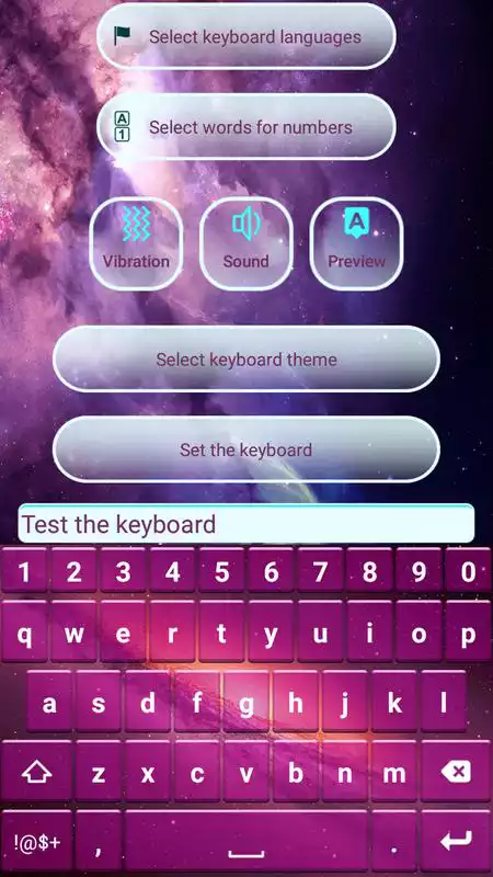 Play Sparkly Galaxy Keyboard Themes with Emoticons