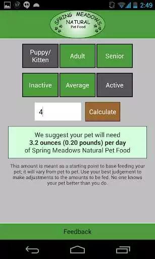 Play Spring Meadows Feed Calculator as an online game Spring Meadows Feed Calculator with UptoPlay