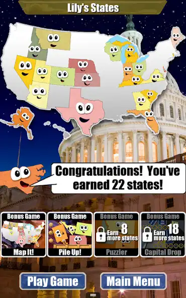 Play Stack the States® as an online game Stack the States® with UptoPlay