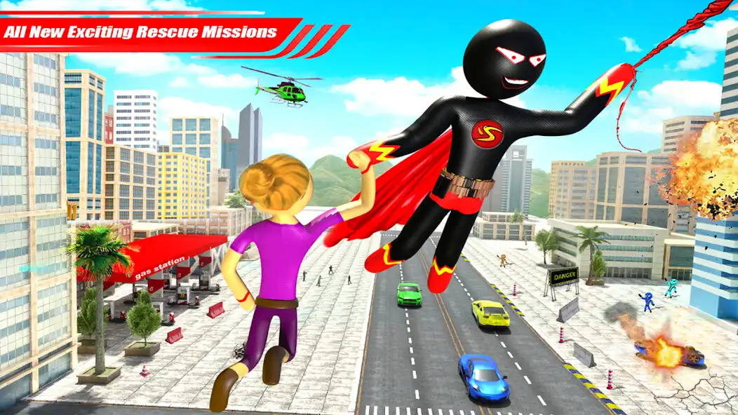 Play Stickman Rope Superhero Game as an online game Stickman Rope Superhero Game with UptoPlay