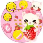 Free play online Strawberry Kitty Cartoon Keyboard Theme APK