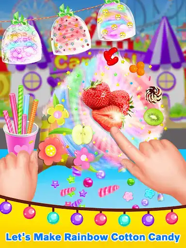 Play Street Food - Sweet Rainbow Cotton Candy Maker as an online game Street Food - Sweet Rainbow Cotton Candy Maker with UptoPlay
