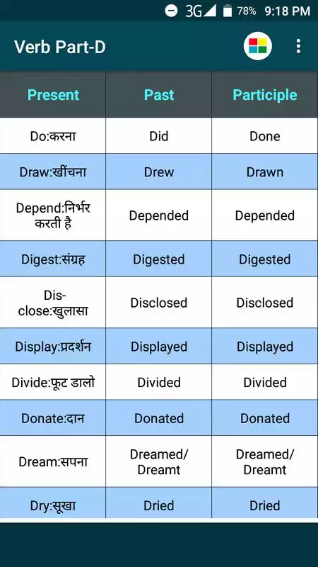 Play Strong and Weak Verbs Hindi