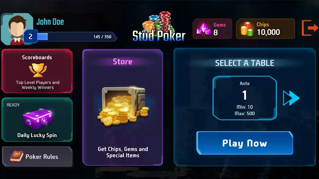 Play Stud Poker Online as an online game Stud Poker Online with UptoPlay