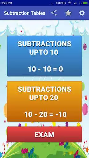 Play Subtraction Tables  and enjoy Subtraction Tables with UptoPlay