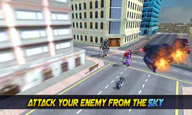 Play Super Flying Robot Bike Steel Robot War