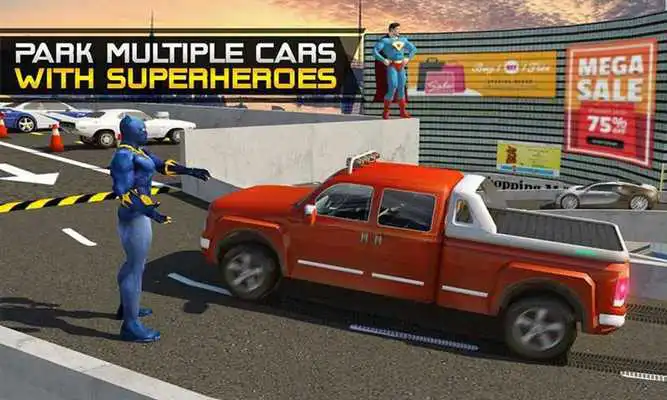 Play Superheroes Valet Car Parking Mania- Shopping Mall