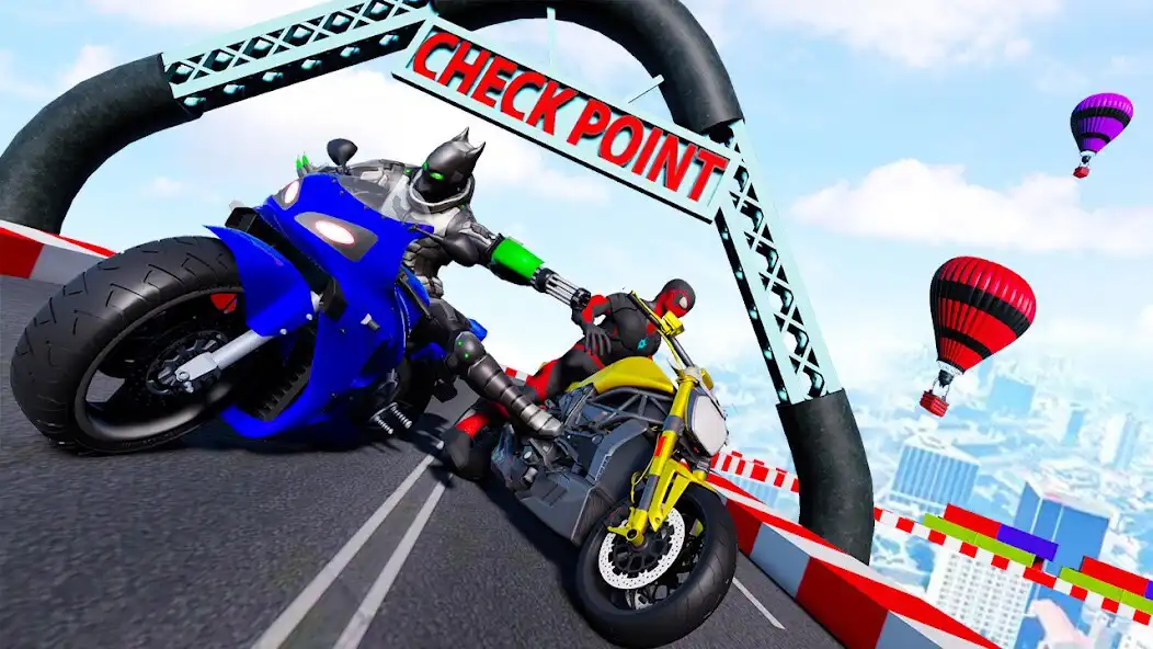 Play Superhero Tricky Bike Stunt 3D as an online game Superhero Tricky Bike Stunt 3D with UptoPlay