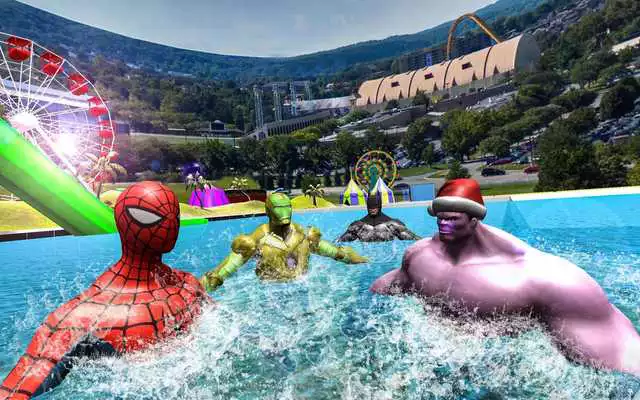 Play Super Hero Water Slide Uphill Park Adventure