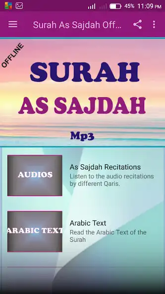 Play Surah As Sajdah Offline Mp3  and enjoy Surah As Sajdah Offline Mp3 with UptoPlay