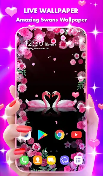 Play Swans Love Live Wallpaper  Animated Keyboard  and enjoy Swans Love Live Wallpaper  Animated Keyboard with UptoPlay
