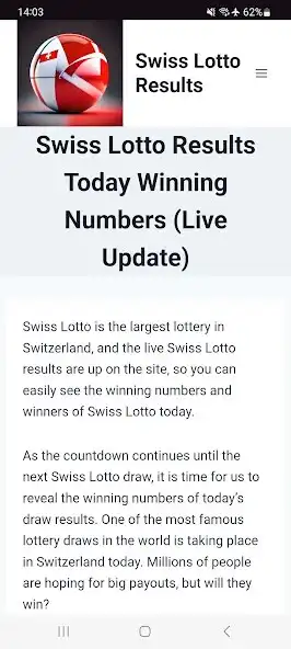 Play Swiss Lotto Results  and enjoy Swiss Lotto Results with UptoPlay