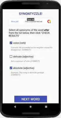 Play Synontyzzle! (English language synonym quiz) as an online game Synontyzzle! (English language synonym quiz) with UptoPlay