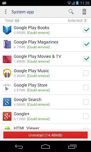 Play System app remover (root needed)