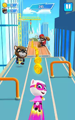 Mainkan Talking Tom Hero Dash dan nikmati Talking Tom Hero Dash dengan UptoPlay