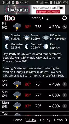 Play APK Tampa Bay weather from tbo  and enjoy Tampa Bay weather from tbo with UptoPlay com.tbo2.android.weather