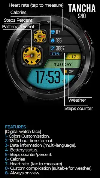 Play Tancha S40 Digital Watch Face as an online game Tancha S40 Digital Watch Face with UptoPlay